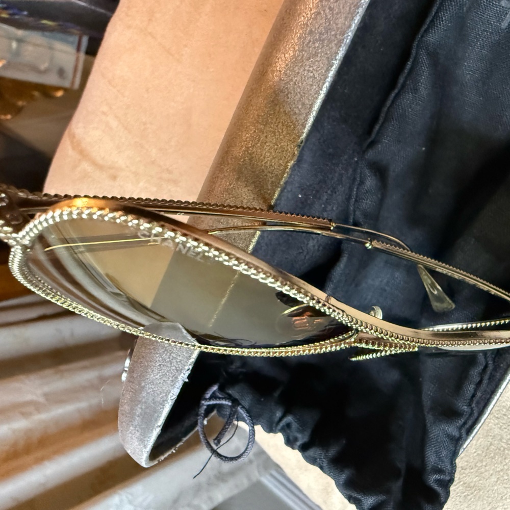 🔥🔥 RARE CHANEL VNTG CHAMPAGNE GOLD  METAL ROPE AVIATOR STYLE SUNGLASSES - Picture 13 of 16